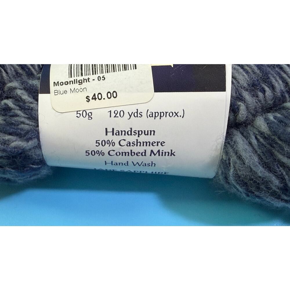 Jade Sapphire Moonlight Blue Moon Cashmere Mink Yarn QTY 3 (1 lot) Handspun - Picture 3 of 6